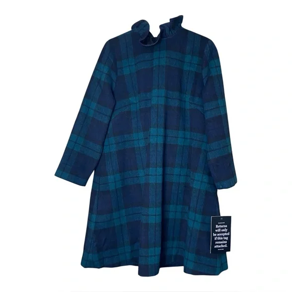 Tuckernuck NEW Blackwatch Daphne Plaid Wool Blend Long Sleeve Mini Dress Medium - Picture 3 of 7